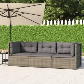 3-teiliges Gartenmöbel-Set und graue synthetische Rattankissen von vidaXL, Gartensets - Ref: Foro24-319609, Preis: 228,05 €, ...