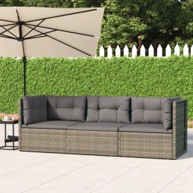 3-teiliges Gartenmöbel-Set und graue synthetische Rattankissen von vidaXL, Gartensets - Ref: Foro24-319609, Preis: 215,73 €, ...