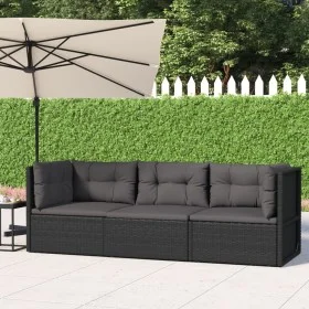 3-piece garden furniture set with black synthetic rattan cushions by vidaXL, Garden sets - Ref: Foro24-319596, Price: 255,93 ...
