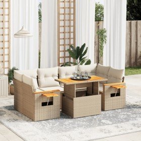 Set sofás de jardín 7 piezas y cojines ratán sintético beige Set sofás de jardín 7 piezas y cojines ratán sintético beige