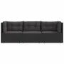 3-teiliges Gartenmöbel-Set und Kissen aus synthetischem Rattan schwarz von vidaXL, Gartensets - Ref: Foro24-319596, Preis: 25...