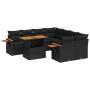 Set de sofás de jardín 8 piezas y cojines ratán sintético negro