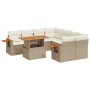 Set de sofás de jardín 9 pzas con cojines ratán sintético beige