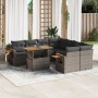 Set de muebles de jardín 9 pzas y cojines ratán sintético gris