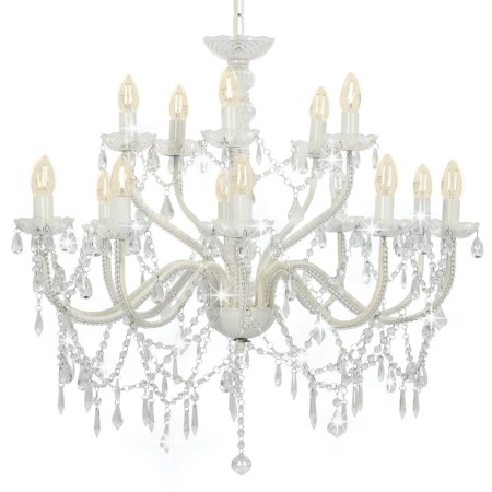 Kronleuchter mit 2 Schichten weiß 15 Glühbirnen x E14 von vidaXL, Kronleuchter - Ref: Foro24-281612, Preis: 185,64 €, Rabatt: %