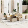 Juego de sofás jardín con cojines 6 pzas ratán sintético beige