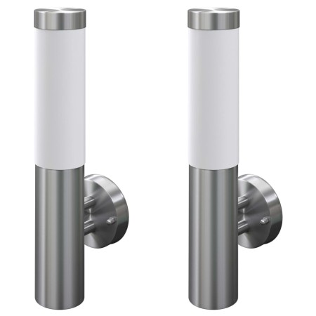 2 Außenwandleuchten, Wandlampen, Edelstahl von vidaXL, Wandleuchten - Ref: Foro24-160163, Preis: 44,18 €, Rabatt: %