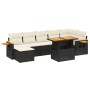 Set de sofás de jardín 8 piezas y cojines ratán sintético negro