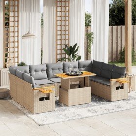 Set de sofás de jardín 11pzas con cojines ratán sintético beige en Conjuntos de jardín | Comprar online en Foro24