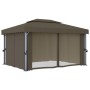 Gazebo with curtain and taupe aluminum LED light strip 4x3 m by vidaXL, Tents and gazebos - Ref: Foro24-3070357, Price: 535,4...