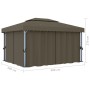 Gazebo with curtain and taupe aluminum LED light strip 4x3 m by vidaXL, Tents and gazebos - Ref: Foro24-3070357, Price: 535,4...