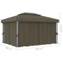 Gazebo with curtain and taupe aluminum LED light strip 4x3 m by vidaXL, Tents and gazebos - Ref: Foro24-3070357, Price: 546,0...