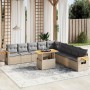 Set de sofás de jardín 11pzas con cojines ratán sintético beige