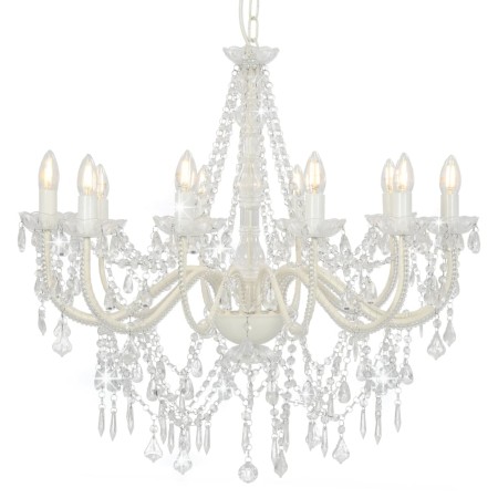 Chandelier with white beaded 12 E14 bulbs by vidaXL, chandeliers - Ref: Foro24-281608, Price: 174,41 €, Discount: %