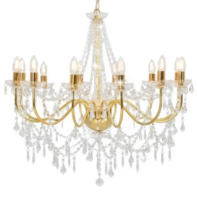 Kronleuchter mit goldenen Perlen, 12 E14-Glühbirnen von vidaXL, Kronleuchter - Ref: Foro24-281611, Preis: 229,82 €, Rabatt: %