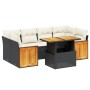 Set de comedor de jardín 7 pzas y cojines ratán sintético negro
