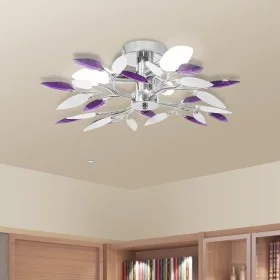 Ceiling lamp with white and purple leaf glass arms by vidaXL, ceiling lights - Ref: Foro24-240981, Price: 38,22 €, Discount: %