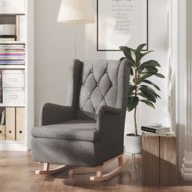 Sessel mit Schaukelbeinen aus massivem Gummiholz hellgrauer Stoff von vidaXL, Sessel - Ref: Foro24-329405, Preis: 202,75 €, R...