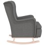 Sillón con patas mecedoras madera maciza caucho tela gris claro de vidaXL, Sillones - Ref: Foro24-329405, Precio: 202,75 €, D...