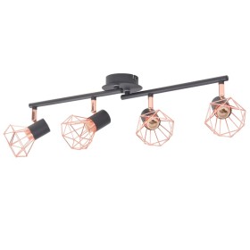 Lámpara de techo con 4 focos E14 negra y cobre