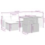 Set de comedor de jardín 7 pzas y cojines ratán sintético negro