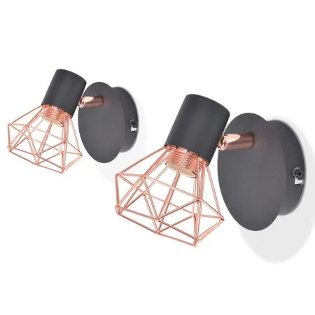 Lámpara de pared 2 unidades E14 negro y cobre de vidaXL, Apliques de pared - Ref: Foro24-244388, Precio: 19,99 €, Descuento: %