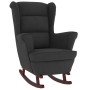 Silla mecedora con patas de madera de caucho terciopelo negro de vidaXL, Mecedoras - Ref: Foro24-329369, Precio: 236,75 €, De...