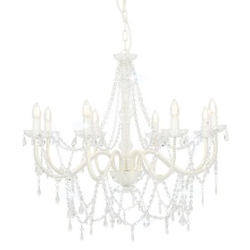 Chandelier with beads white 8 E14 bulbs by vidaXL, chandeliers - Ref: Foro24-281604, Price: 190,93 €, Discount: %