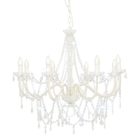 Kronleuchter mit Perlen weiß 8 E14 Glühbirnen von vidaXL, Kronleuchter - Ref: Foro24-281604, Preis: 190,93 €, Rabatt: %