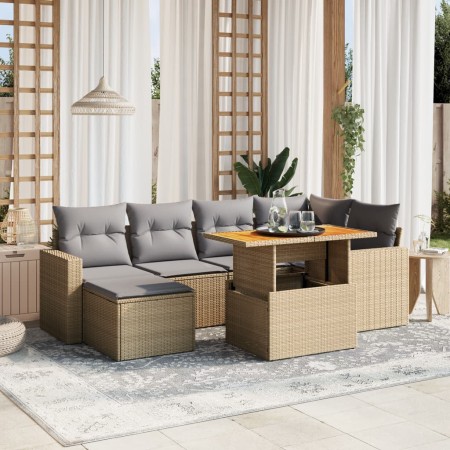 Set de sofás de jardín 11 pzas y cojines ratán sintético gris