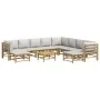 Set de muebles de jardín 11 piezas bambú y cojines gris claro by vidaXL, Garden sets - Ref: Foro24-3155097, Price: 1,00 €, Di...