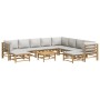 Set de muebles de jardín 11 piezas bambú y cojines gris claro by vidaXL, Garden sets - Ref: Foro24-3155097, Price: 1,00 €, Di...