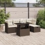 Set sofás de jardín 6 piezas y cojines ratán sintético marrón