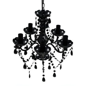 Lámpara de araña de cristal 5 bombillas negra de vidaXL, Lámparas de araña - Ref: Foro24-240308, Precio: 59,74 €, Descuento: %