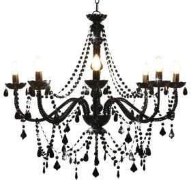 Schwarzer Perlen-Kronleuchter mit 8 E14-Glühbirnen von vidaXL, Kronleuchter - Ref: Foro24-281605, Preis: 177,72 €, Rabatt: %