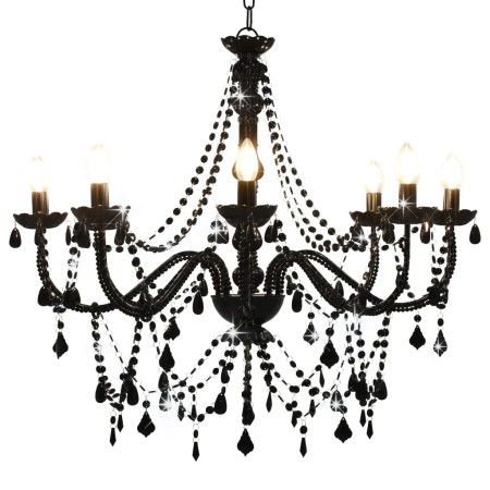 Schwarzer Perlen-Kronleuchter mit 8 E14-Glühbirnen von vidaXL, Kronleuchter - Ref: Foro24-281605, Preis: 177,72 €, Rabatt: %