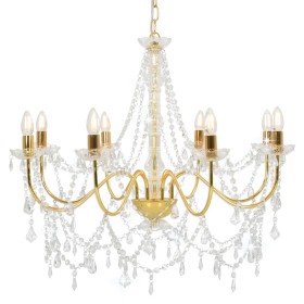 Chandelier with golden beads 8 E14 bulbs by vidaXL, chandeliers - Ref: Foro24-281607, Price: 190,05 €, Discount: %