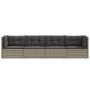 Set de muebles de jardín 4 pzas y cojines ratán sintético gris