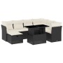 Set de sofás de jardín 8 piezas y cojines ratán sintético negro