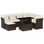 Set sofás de jardín 8 piezas y cojines ratán sintético marrón