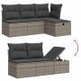 Set de muebles de jardín 6 pzas y cojines ratán sintético gris