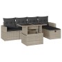 Set de sofás de jardín 6 pzas y cojines ratán sintético gris