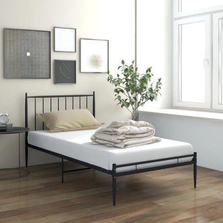 Estructura de cama de metal negro 90x200 cm de vidaXL, Camas y somieres - Ref: Foro24-325009, Precio: 115,74 €, Descuento: %