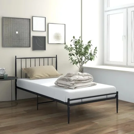 Schwarzer Metallbettrahmen 90x200 cm von vidaXL, Betten und Lattenroste - Ref: Foro24-325009, Preis: 113,45 €, Rabatt: %
