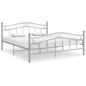 Gray metal bed frame 140x200 cm by vidaXL, Beds and slatted bases - Ref: Foro24-324999, Price: 132,97 €, Discount: %