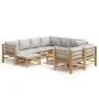 Gartenmöbel-Set 10-teilig aus Bambus und hellgrauen Kissen von vidaXL, Gartensets - Ref: Foro24-3155096, Preis: 982,91 €, Rab...