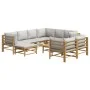 Garden furniture set 10 pieces bamboo and light gray cushions by vidaXL, Garden sets - Ref: Foro24-3155096, Price: 982,91 €, ...