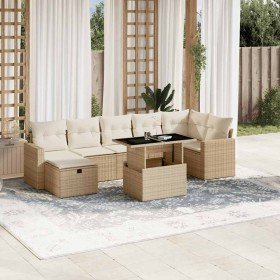 Set de sofás de jardín y cojines 8 piezas ratán sintético beige en Conjuntos de jardín | Comprar online en Foro24