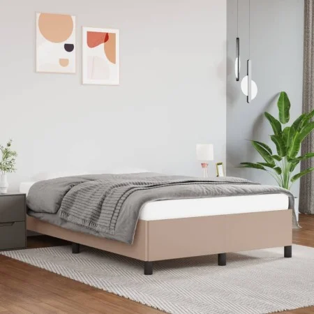 Cappuccino synthetic leather bed frame 120x200 cm by vidaXL, Beds and slatted bases - Ref: Foro24-347244, Price: 94,72 €, Dis...