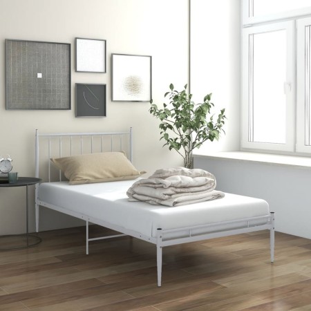 Bettgestell aus weißem Metall, 90 x 200 cm von vidaXL, Betten und Lattenroste - Ref: Foro24-325010, Preis: 75,48 €, Rabatt: %
